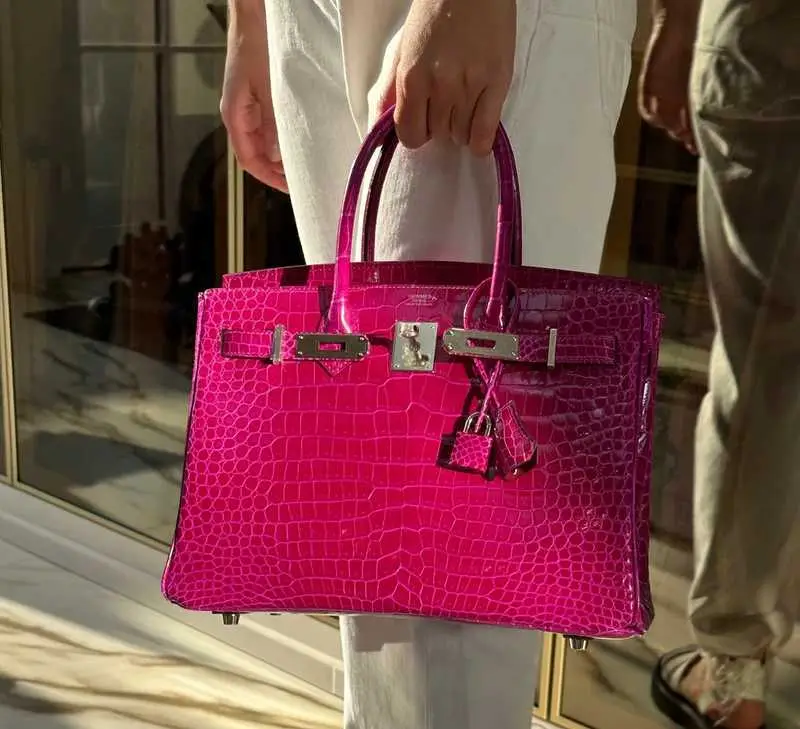 Rose Mexico Shiny Porosus Crocodile Birkin replica