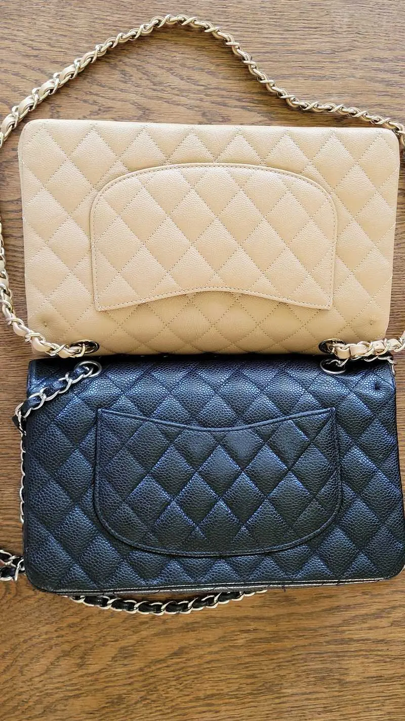 Authentic Chanel Flap Bag vs Replica Chanel Flap Bag Back Pocket