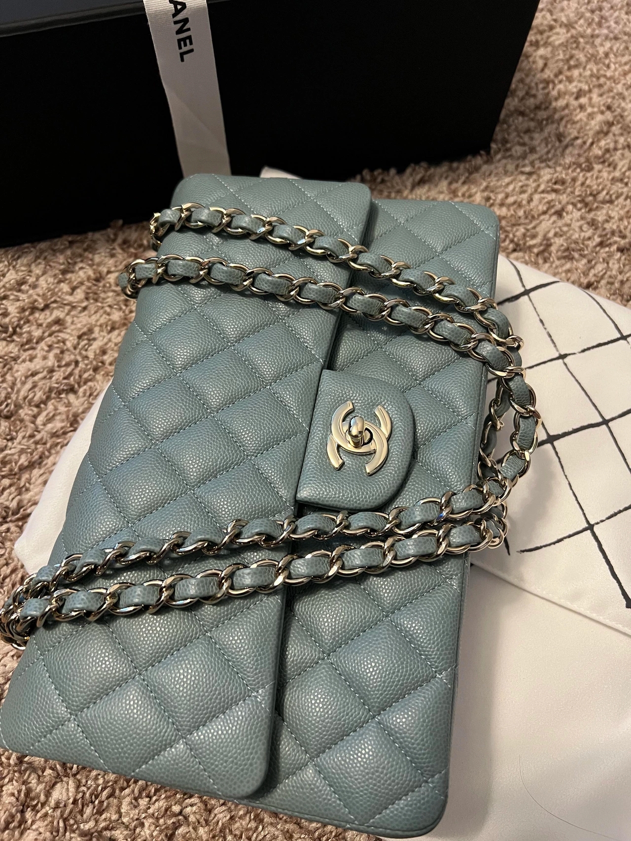 caviar leather chanel replica bag