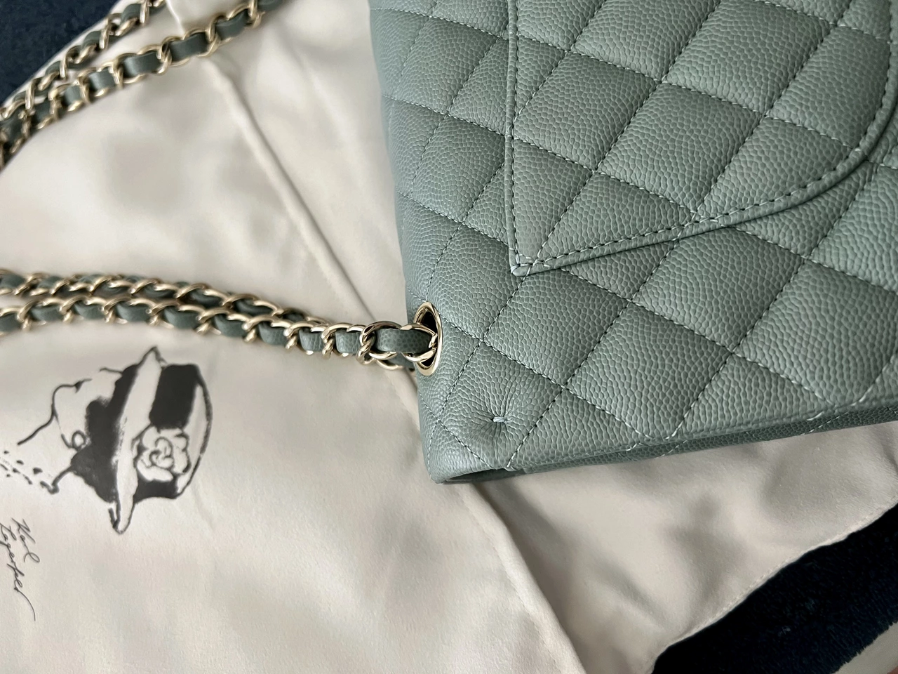 stitching closeup chanel replica bag