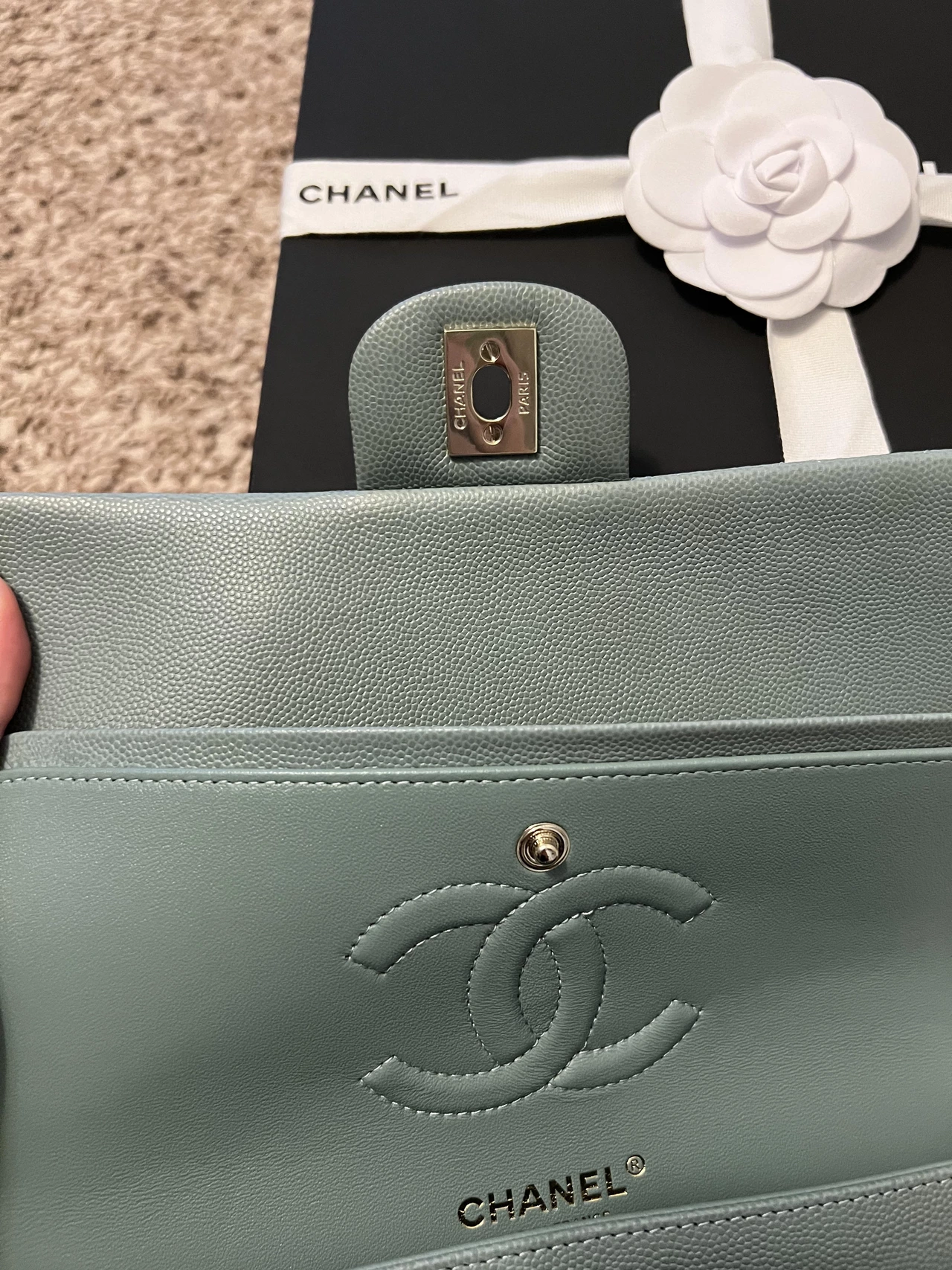 Interior logo on Chanel replica bag