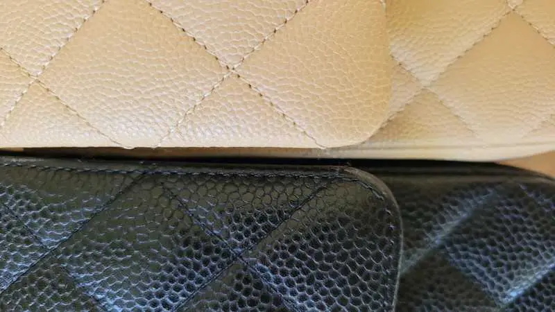 Authentic Chanel Flap Bag vs Replica Chanel Flap Bag Closeup