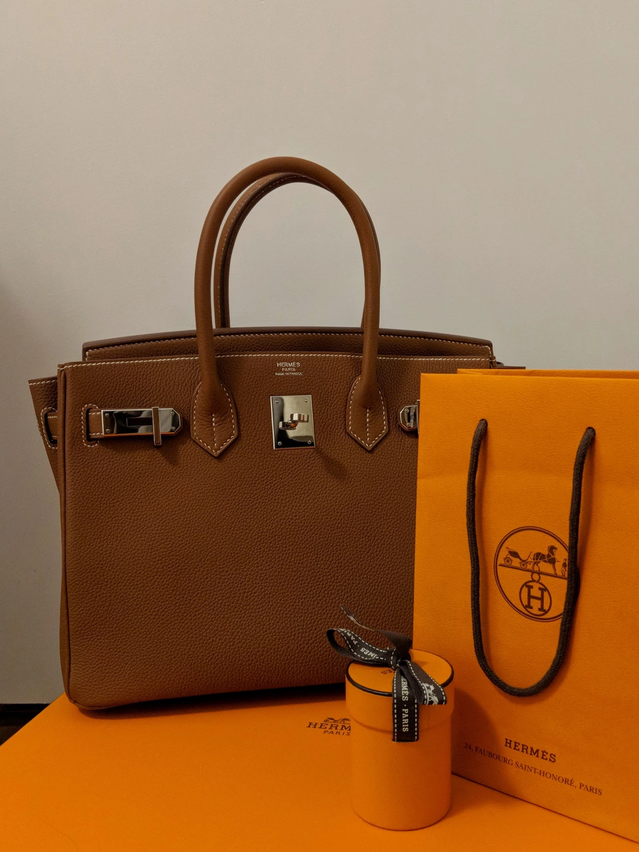 Birkin replica bag with packaging